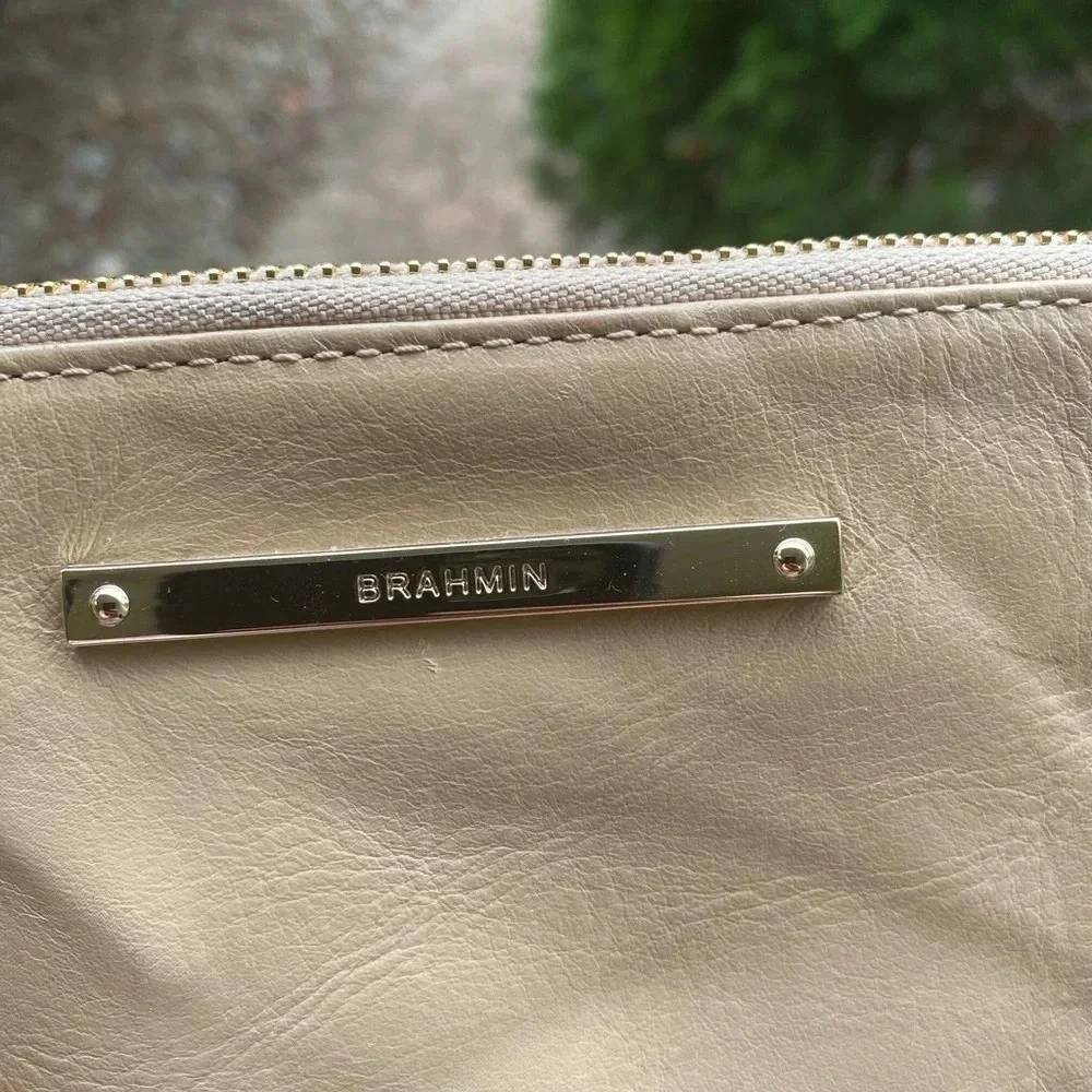 Brahmin Large Leather Wristlet, Tan